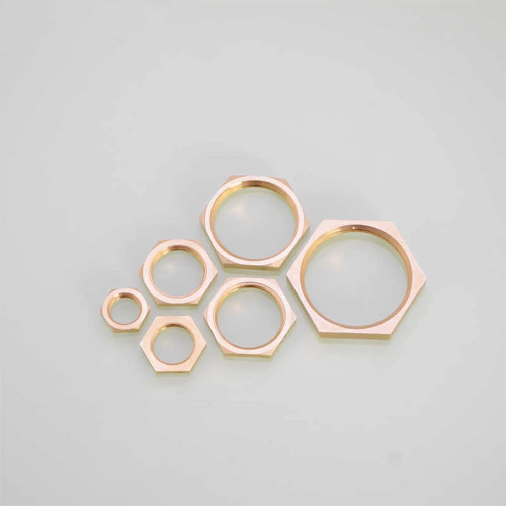 1/3/5/10 Uds 1/8 "1/4" 3/8 "1/2" 3/4 "1" 1,2 "BSP tapa de vástago Hexagonal de rosca hembra tuercas de bloqueo hexagonales de latón accesorio de tubería
