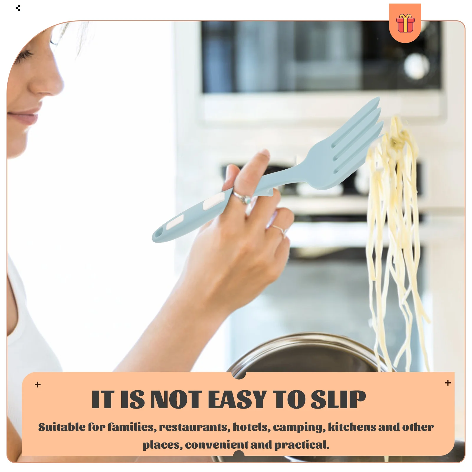 

Large Silicone Food Fork Washable Multi-Function Noodle Cooking Fork Spaghetti Server for Kitchen Hotel and Outdoor Dining