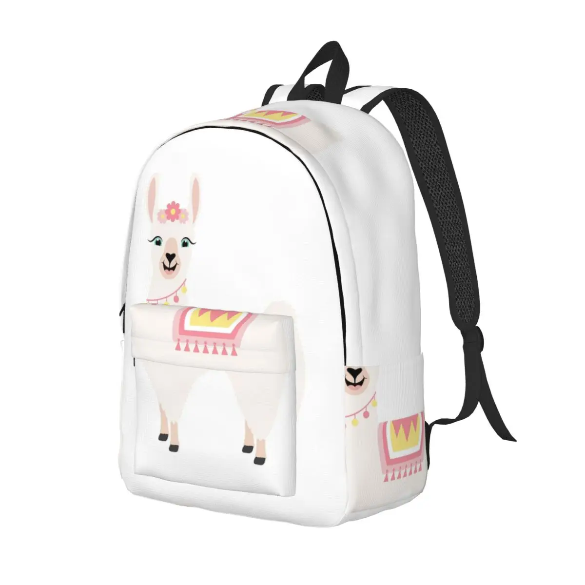 Happy Cute Llama Student Backpack School Bag Hiking Travel Daypack for Men Women Fashion Bookbag Shoulder Bags