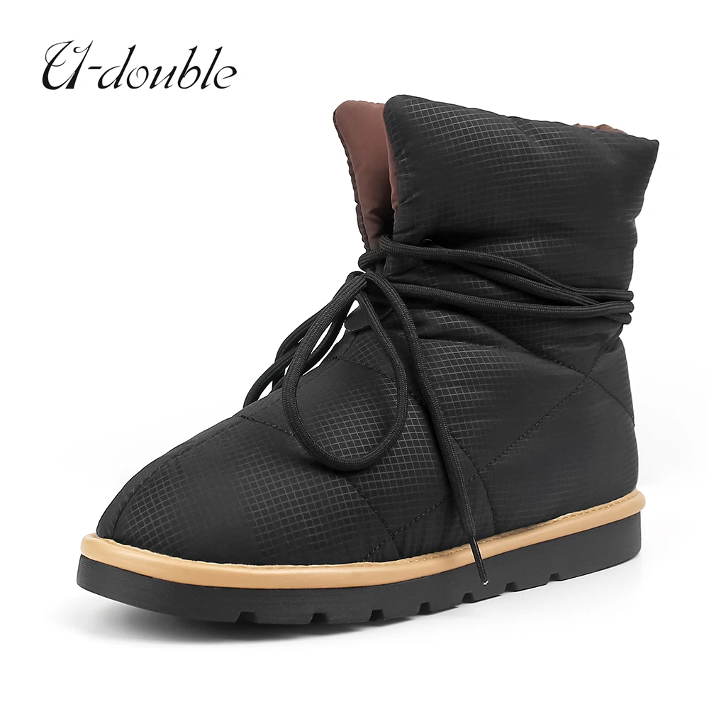 U-DOUBLE Brand New 2024 Ins Fashion Women Ankle Boots Winter Warm Female Snow Boots Platforms Casual Short Shoes Woman Boots