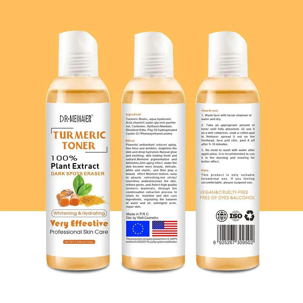 118ml curcuma macchie scure macchie di Toner gomma correttore curcuma dissolvenza macchie rimozione macchie scure rimozione dell'acne Toner per la pelle scura