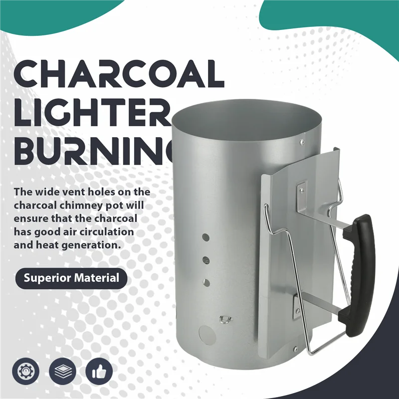 

LLCS-Chimney Starter With Safety Handle, Charcoal Starters Chimney For Weber 7416, 12.7 X 8.1 X 12.5 Inches