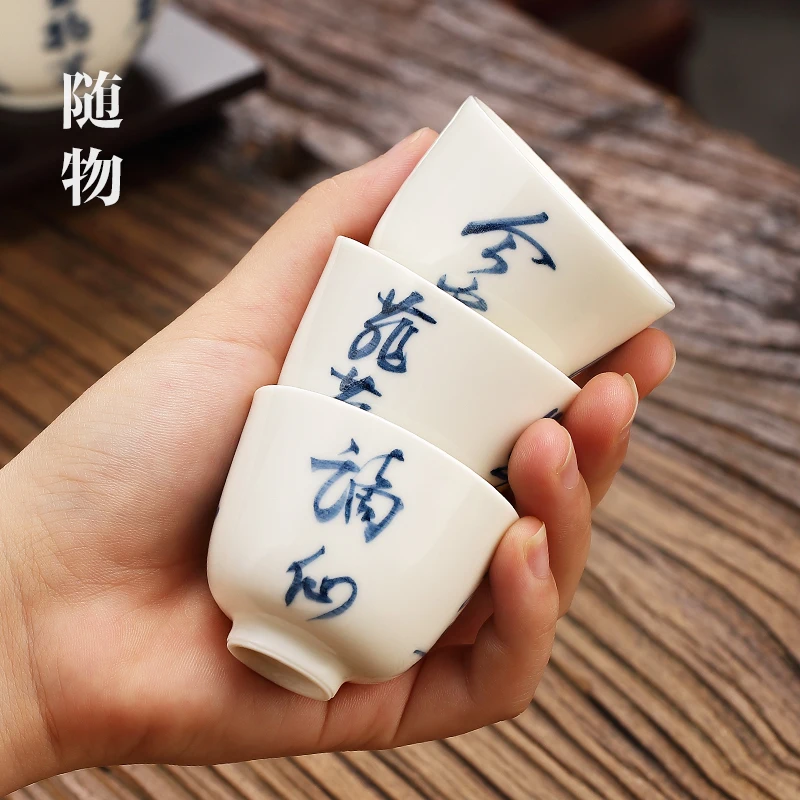 Hand-painted Poetry Jingdezhen Ceramic Master Personal Tea Small Cup Single