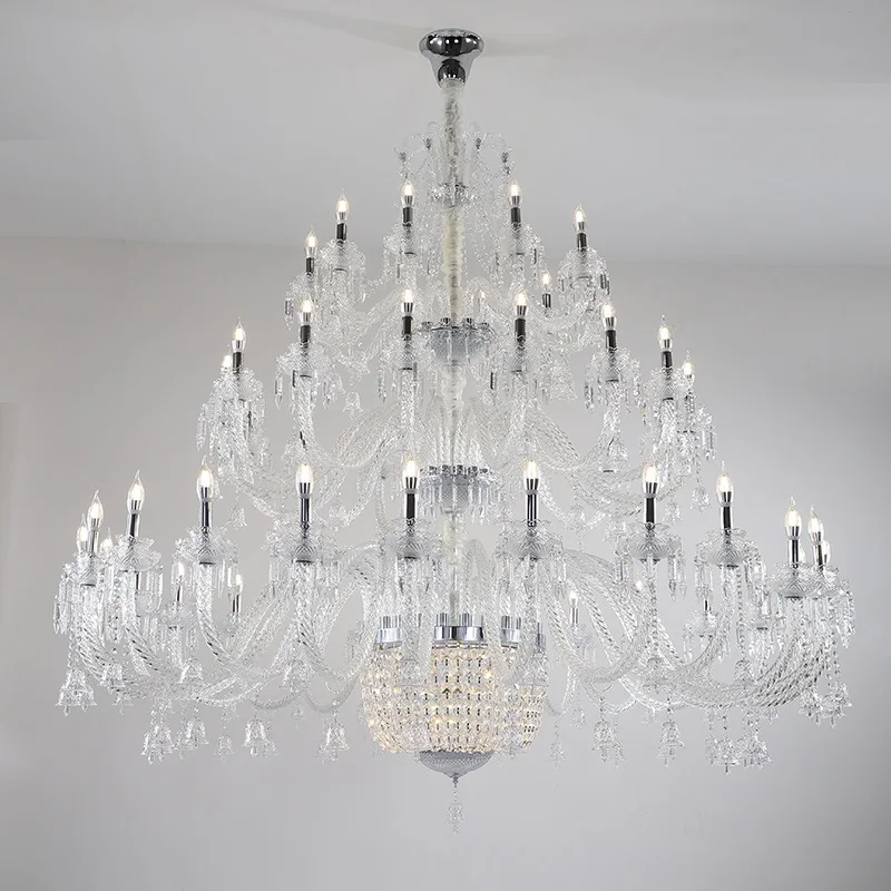 European Hotel Villa Three-story Transparent Crystal Chandelier High-floor Hotel Lobby Ceiling Project Luxuriou Candlechandelier