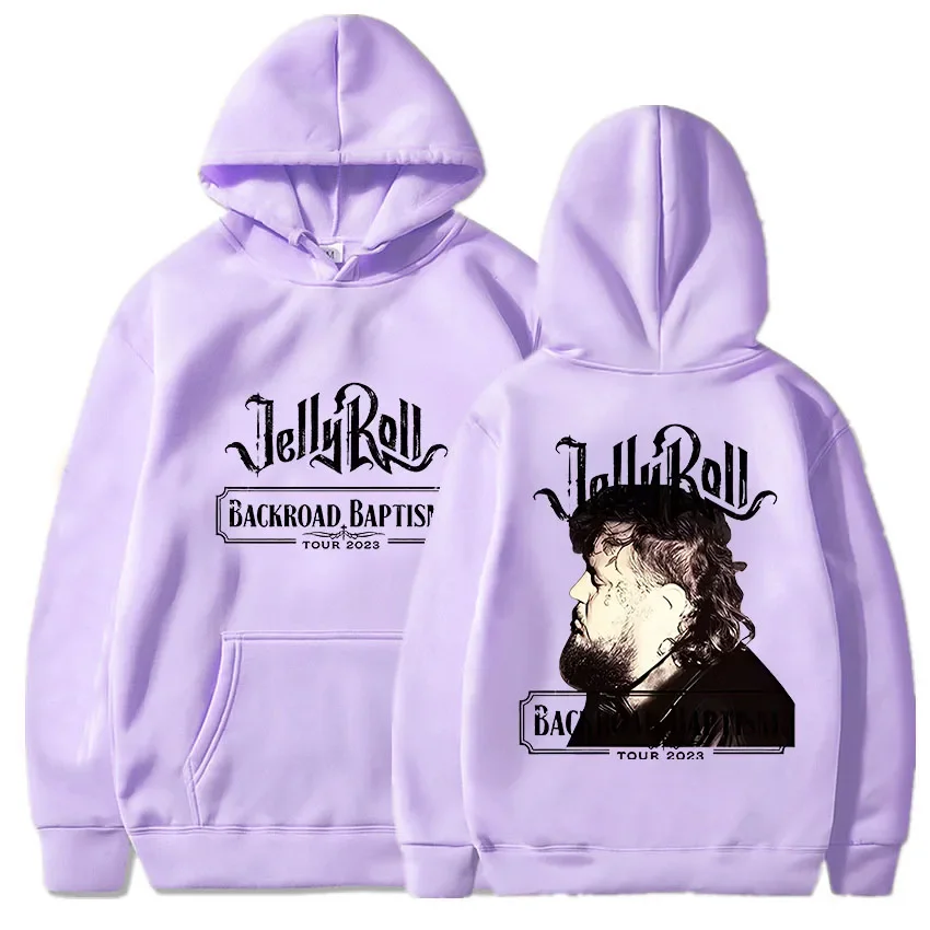2025 Jelly Roll Long Sleeved Fleece Hoodie Back Print  Hip Hop Sweatshirts Gothic Hooded Clothing Fashion Retro Classic Simple