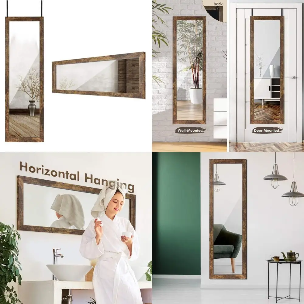 

Настенное зеркало в деревянной раме в деревенском стиле, 48 x 14 дюймов, для спальни