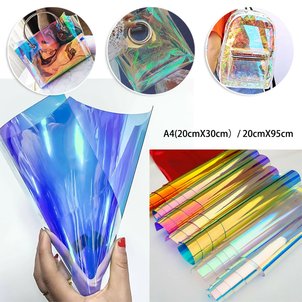 Clear Transparent PVC Holographic DIY Crafts Multicolor Fabric Vinyl Film PVC Fabric Sewing Accessories Handcrafted