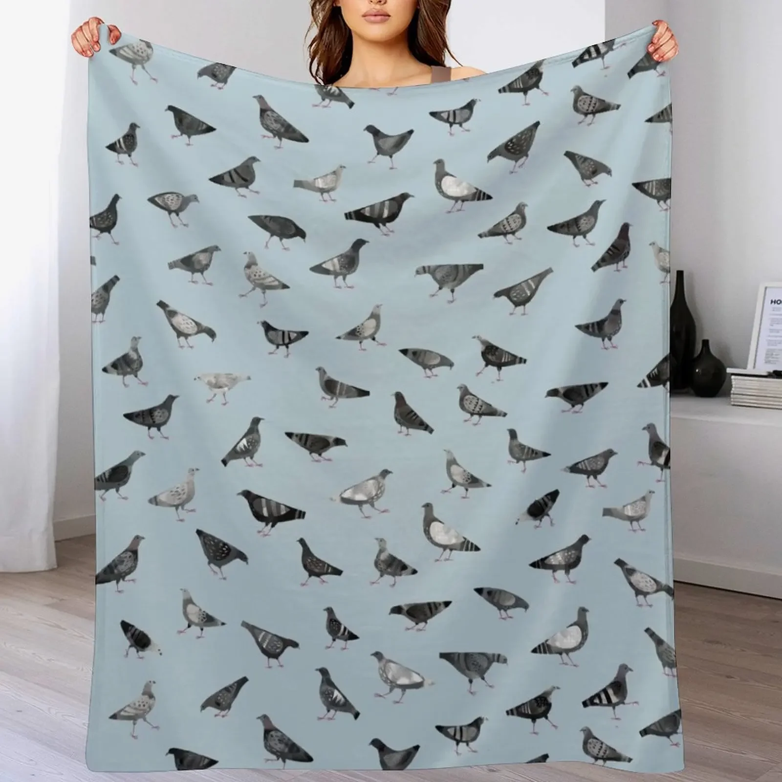 

Pigeons Doing Pigeon Things Throw Blanket Warm Plush Fuzzy Blanket for Living Room