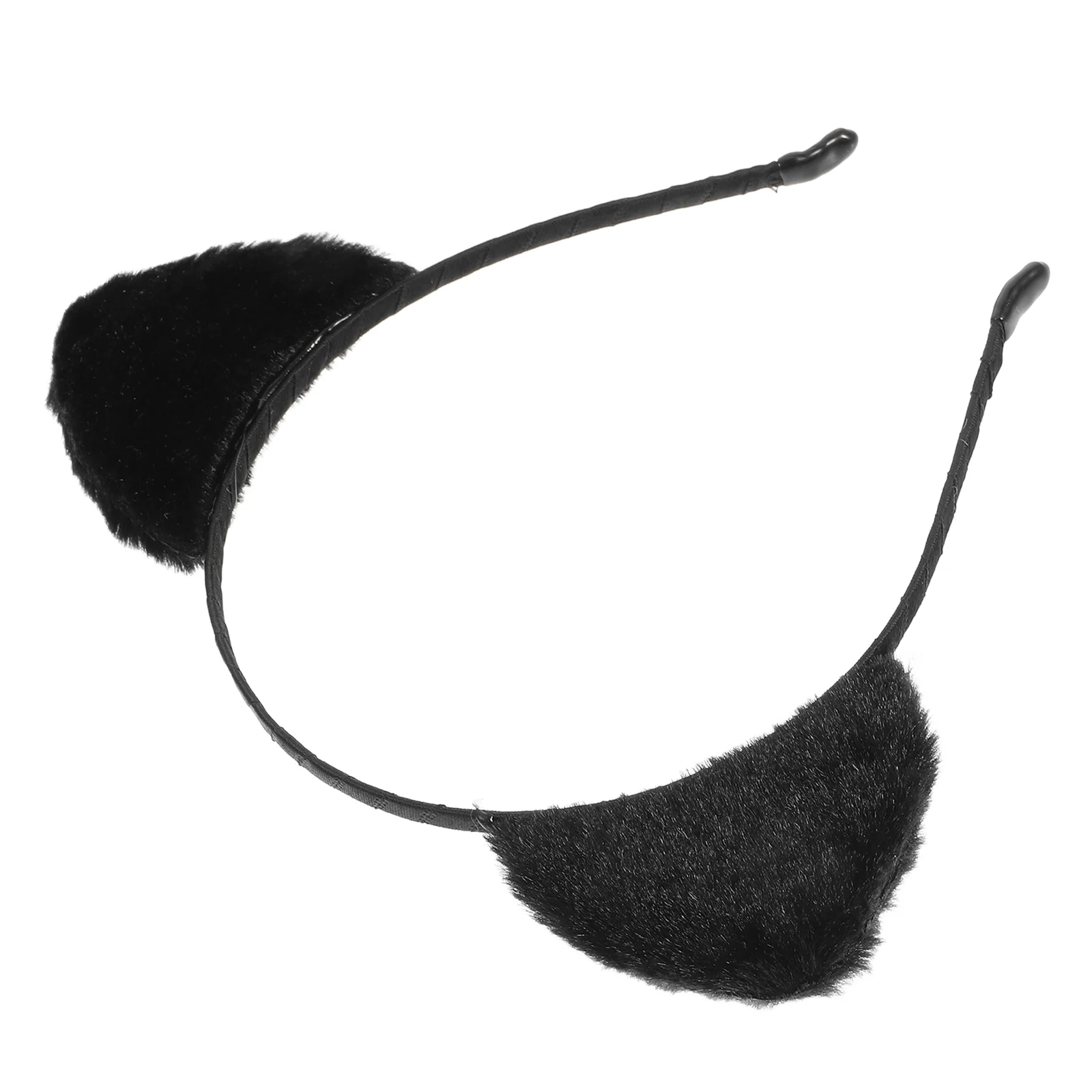 Cat Ears Headband Hairband for Washing Face Make up Black Plush Furry Cosplay Miss