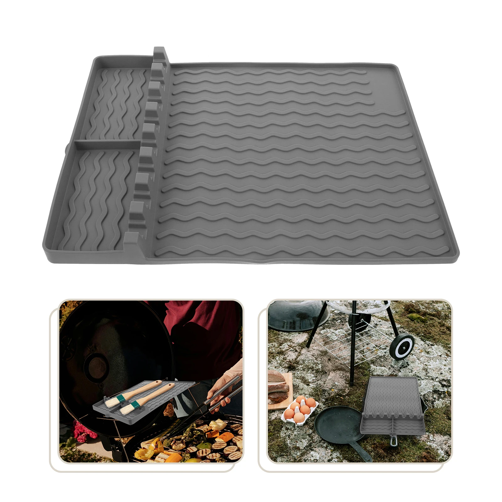 

1pcs Silicone Griddle Tools Grill Side Shelf Organizer Bbq Tool Rest Mat Heat Resistant Kitchen Counter Utensil Mat Durable