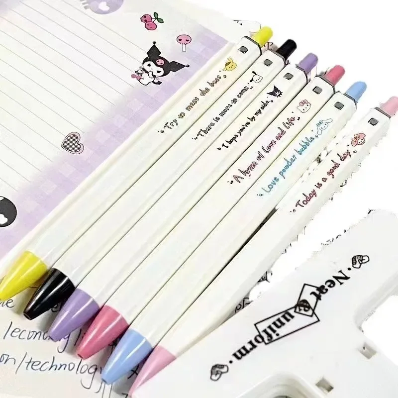 Sanrio Kawaii Cinnamoroll Push Gel Pen 0.5mm Black Ink Gel Pen Ballpoint Pen Caryoon Ballpoint Pens Cute Korean School Supplies