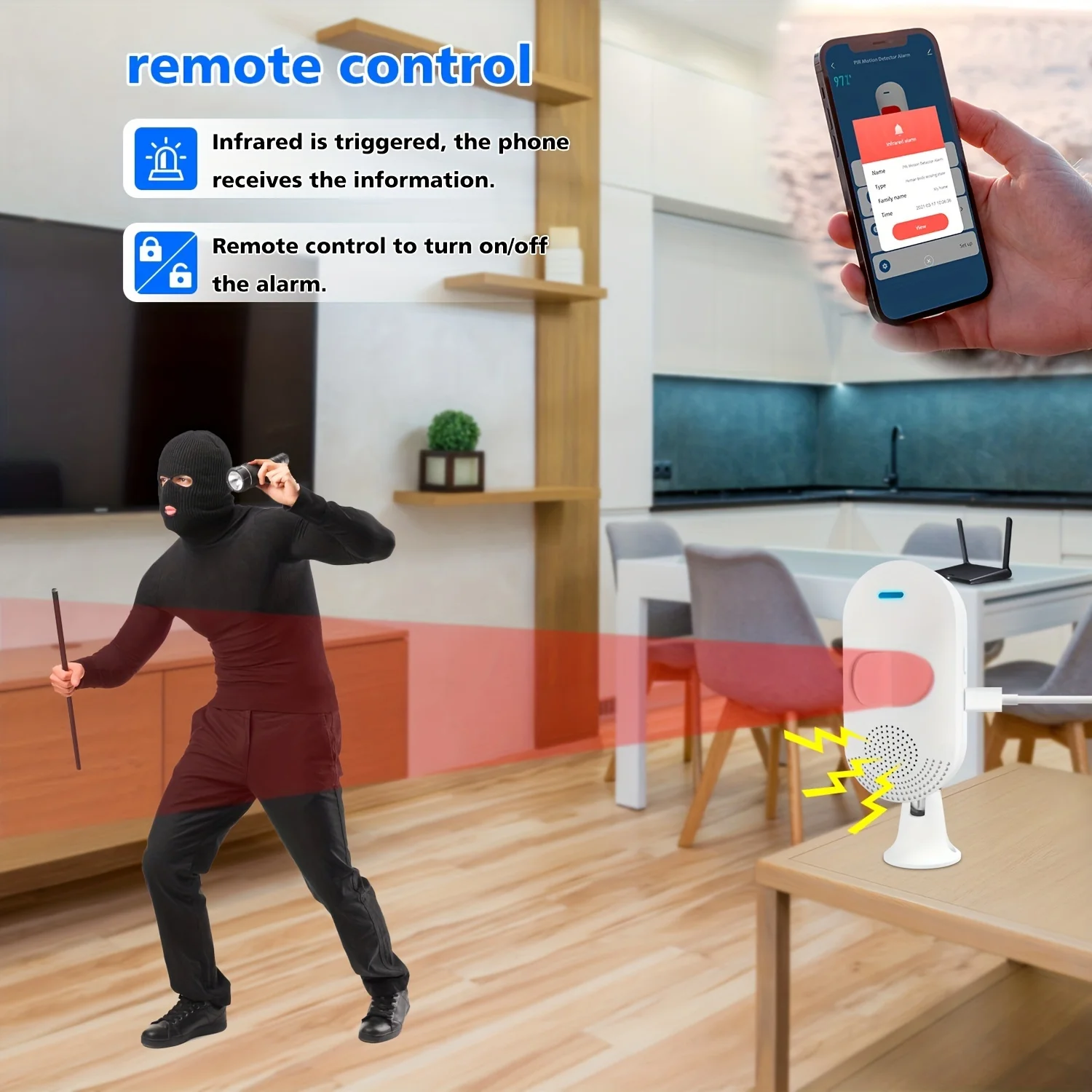 Tuya Wifi Draadloos PIR Bewegingssensor Alarm Met APP Controle Alexa Compatibel Anti-diefstal Alarmen Netwerk Infrarood Detectie Alarm