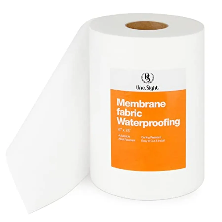

6 Inches X 75 Feet Waterproofing Membrane Fabric, Roll Anti-Fracture Non-Woven Liquid Waterproof Fiberglass Mesh Tape for Bathr