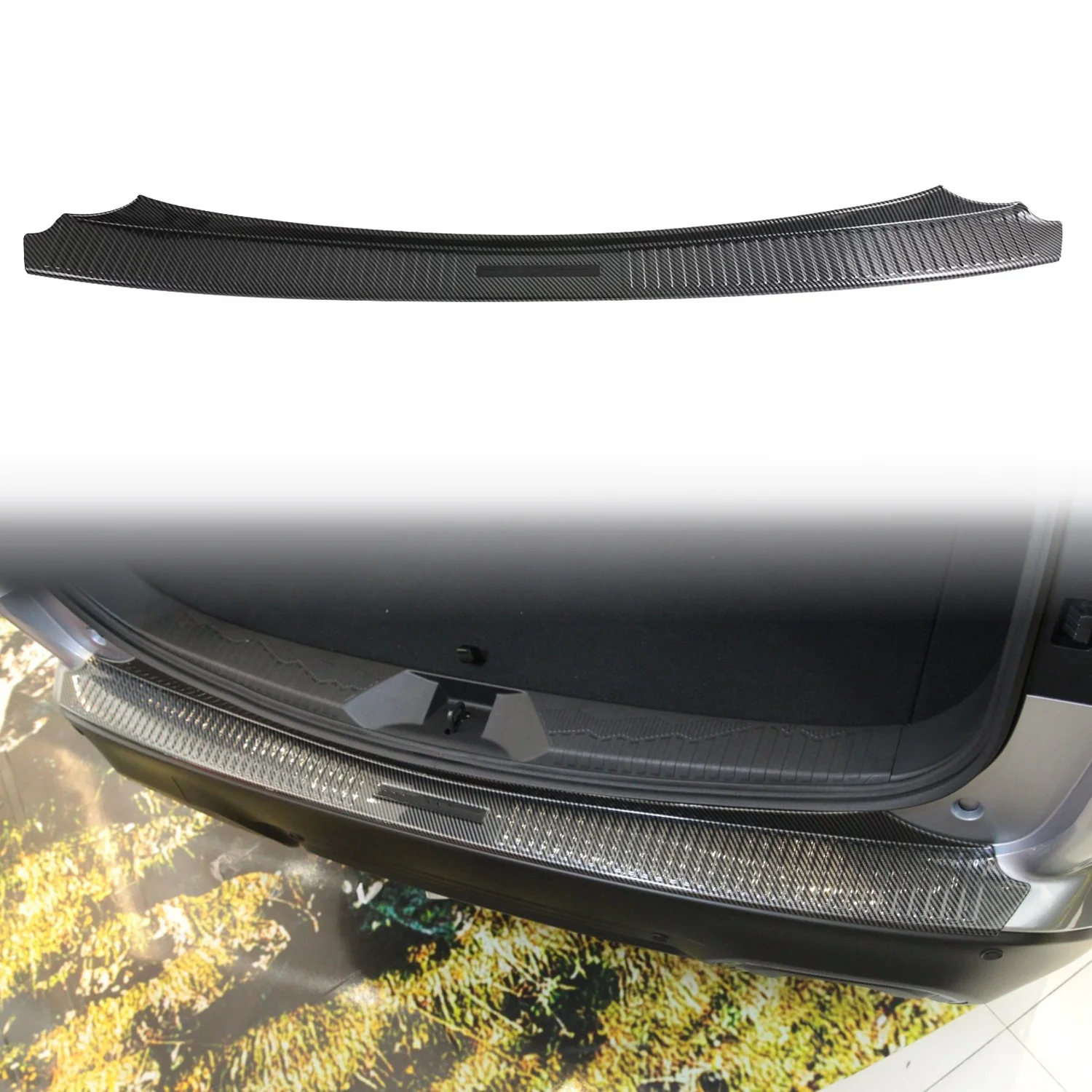 

For Subaru Forester 2025 2026 Carbon Style Exterior Rear Trunk Outer Bumper Protector Guard Sill Plate Cover Trim 1pcs