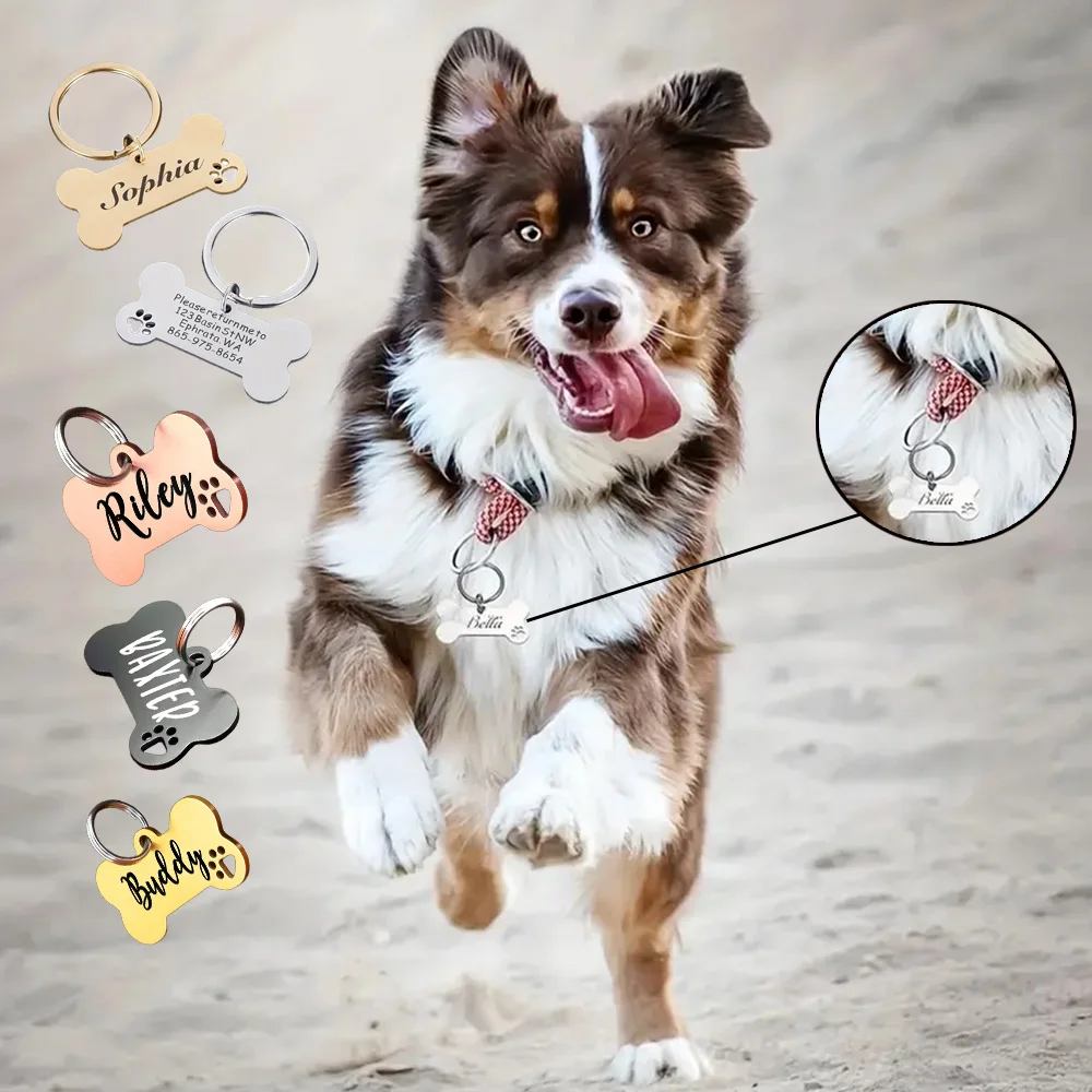 

Custom Stainless Steel Pet ID Plates Personalized Pet Metal Accessories double-sided Customization Pet Pendants Wholesale