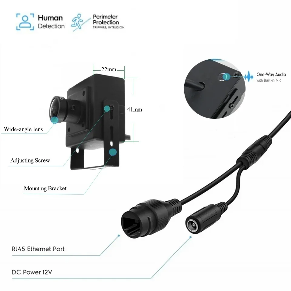 Mini telecamera IP audio 4K 5MP/4MP/3MP con microfono CCTV Telecamera di sorveglianza domestica di sicurezza HD Piccola telecamera con rilevamento umano