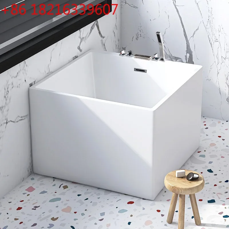Japanese-style deep bubble square bathtub adult mini bathtub 0.8-1 meters movable