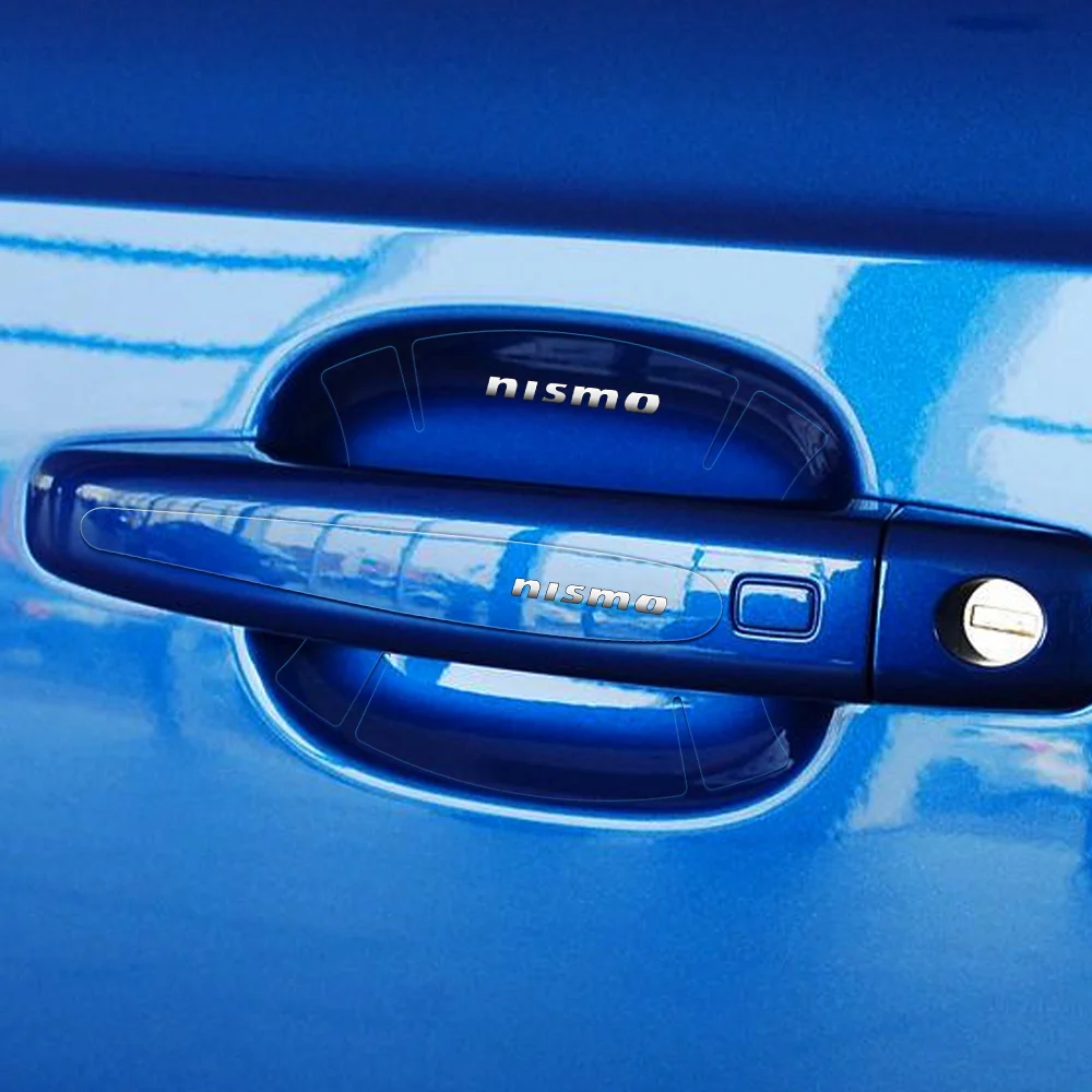 Película protetora anti-arranhões para maçaneta de porta de carro, adesivos para nissan nismo qashqai juke leaf micra sentra patrol x-trail tiida
