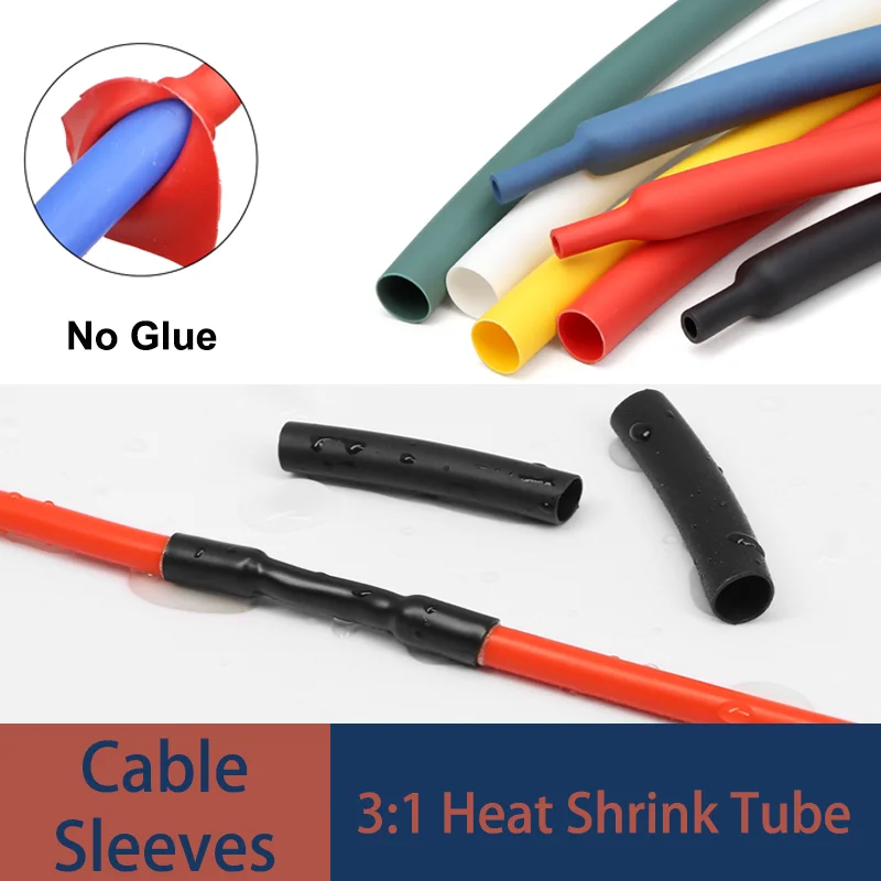 3:1 No-Glue Polyolefin Heat Shrink Tube 1-10m High Ratio 1.5mm ~ 30mm Waterproof Sleeving for Electrical Wire Insulation
