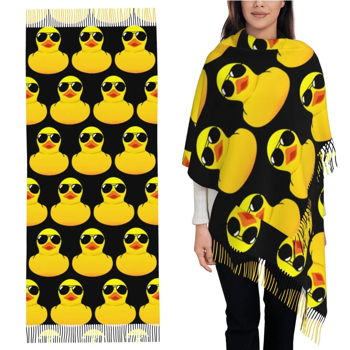 

Cool Rubber Duck Scarf Tassel Scarves for Women Soft Warm Shawls and Wraps Large Fall Winter Shawl Wrap