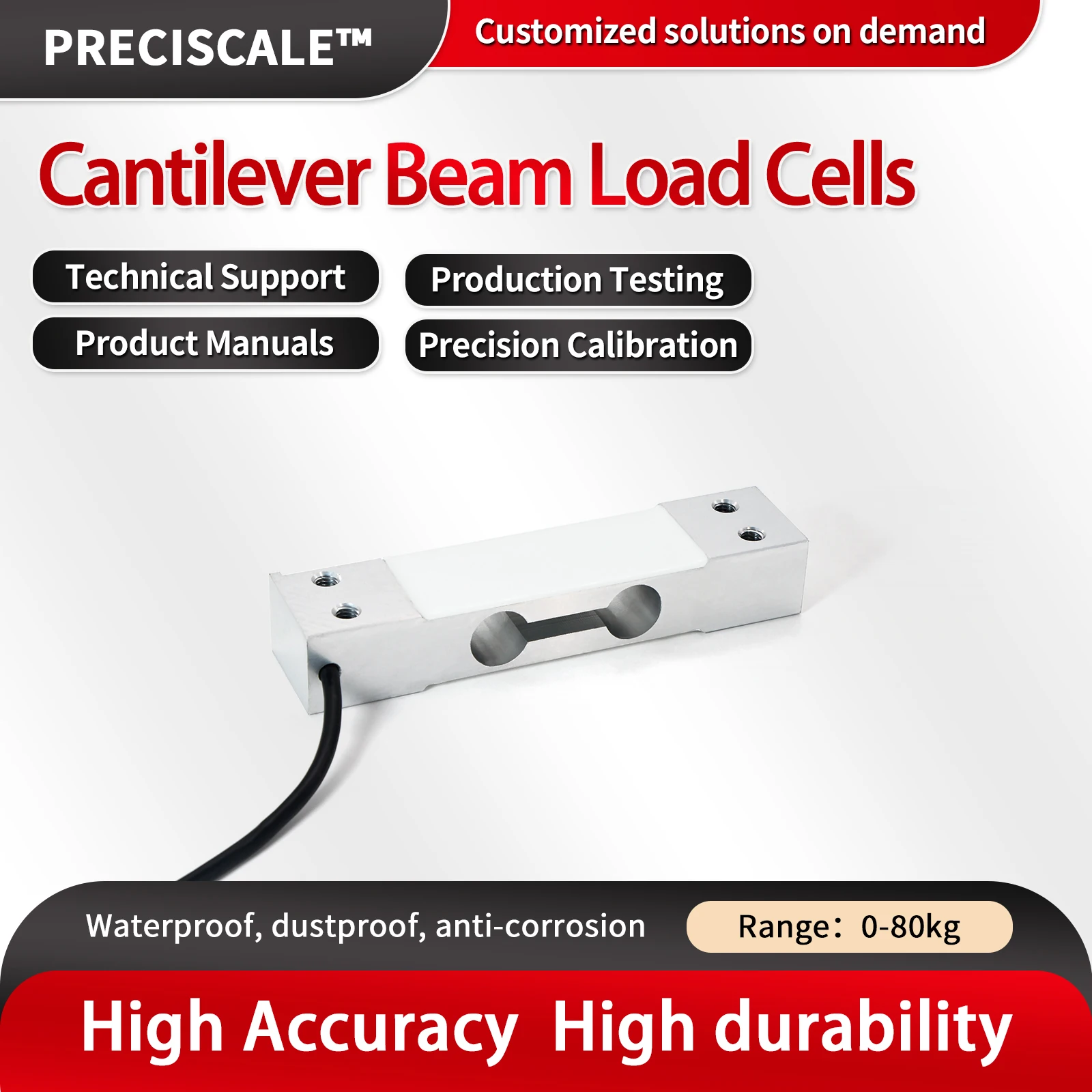 Preciscale Aluminum Alloy Load Cell Sensor  For Testing Tensile And Compressive Forces, Bakelite boards、acrylic platforms