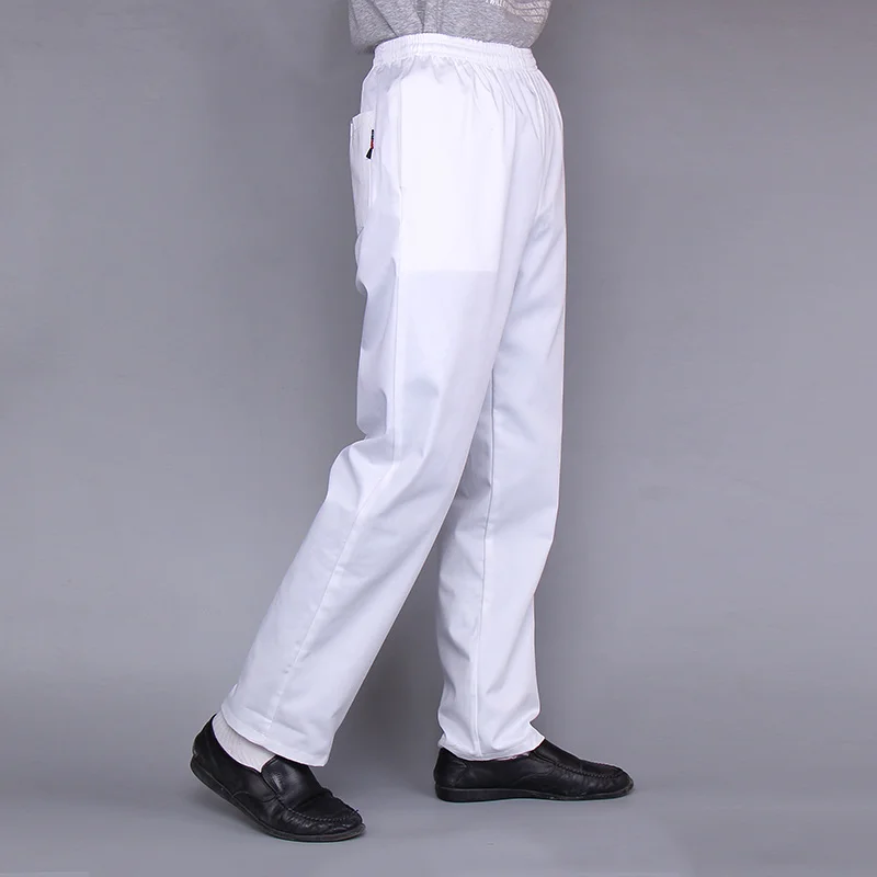 Uniformes de Chef de alta calidad, ropa de trabajo para cocina, Hotel, restaurante, panadería, Catering, pantalones elásticos de cebra, blanco