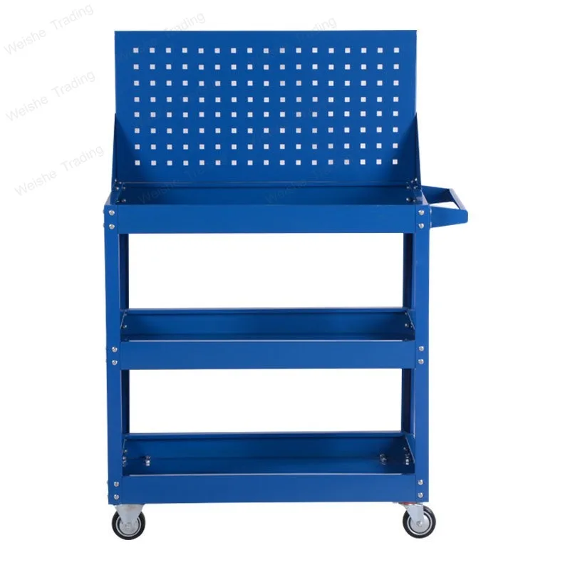 Three-layer tool cart backrest multi-function mobile tool cart Three-layer parts trolley Auto repair trolley
