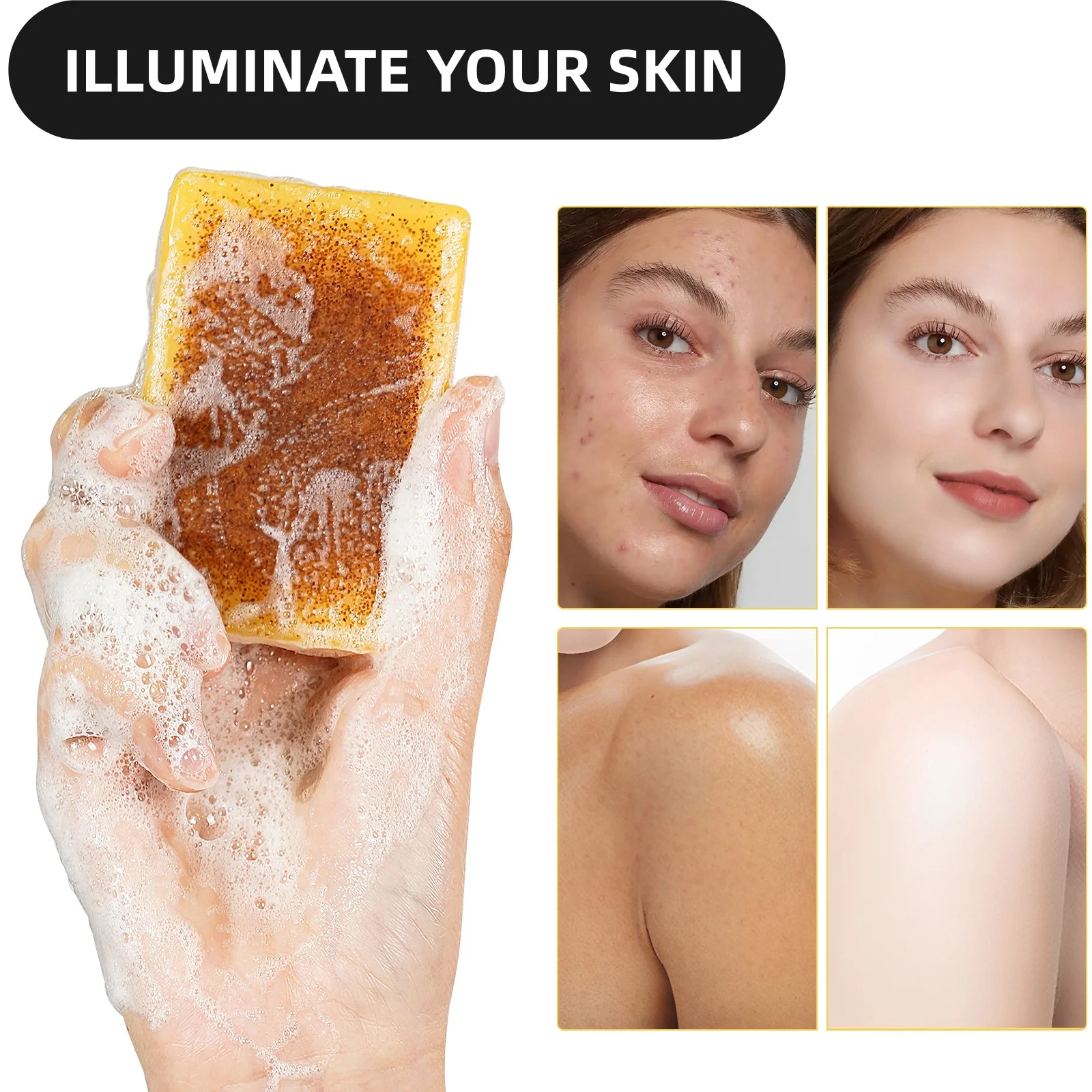 100g Turmeric & Kojic Acid Soap Whitening For Dark Spots Deep Moisturizing, Oil Control & Hydrating Body Wash with Ginger