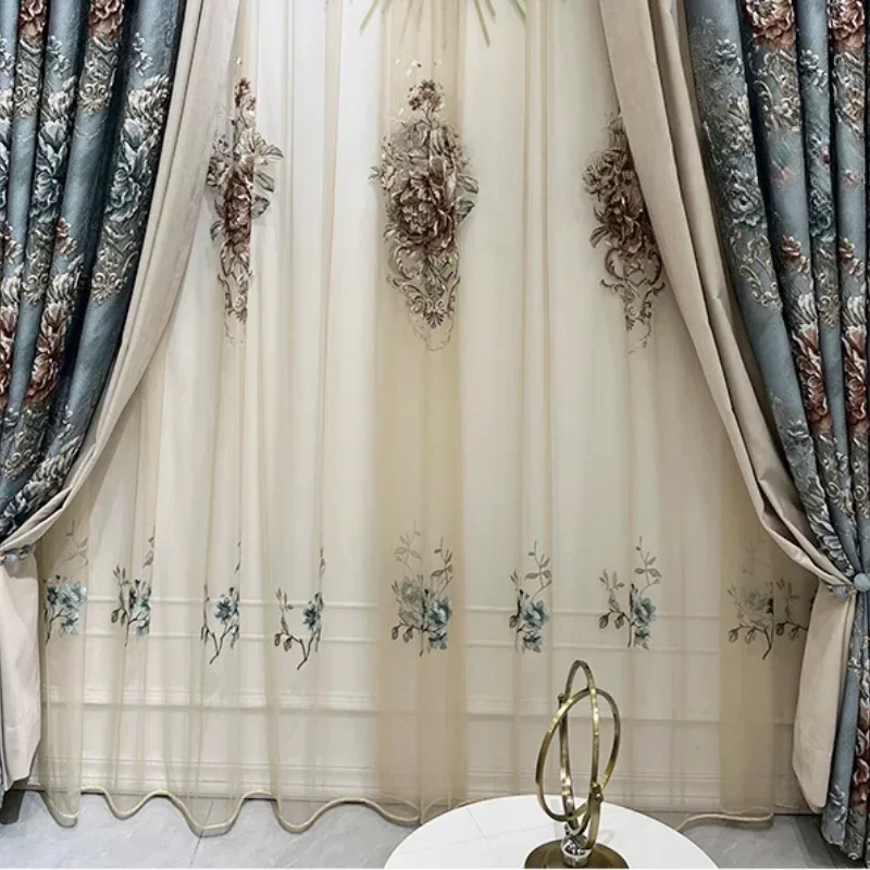 High-grade American French Relief Jacquard Atmosphere European Style Curtains For Living Room Bedroom Dining Custom Size