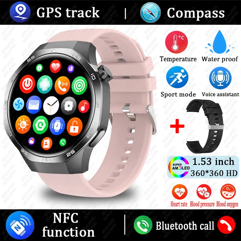 2025 New For Huawei Xiaomi GT5 Pro Smart Watch Men AMOLED HD Screen GPS NFC Heart Rate Bluetooth Call IP68 Waterproof SmartWatch