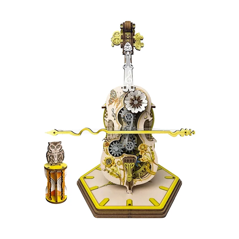 Высокое качество-3D головоломка виолончели деревянная модель комплект с музыкальной шкатулкой для взрослых любителей и любителей DIY