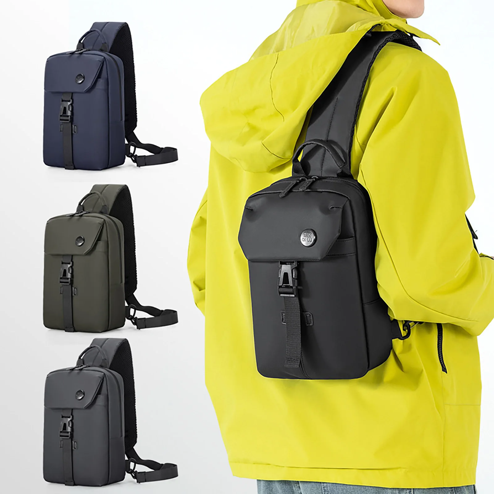 Men's Crossbody Bag Nylon Casual Trendy Shoulder Outdoor Travel Phone Bag Daily Commuting Multiple Pocket Design