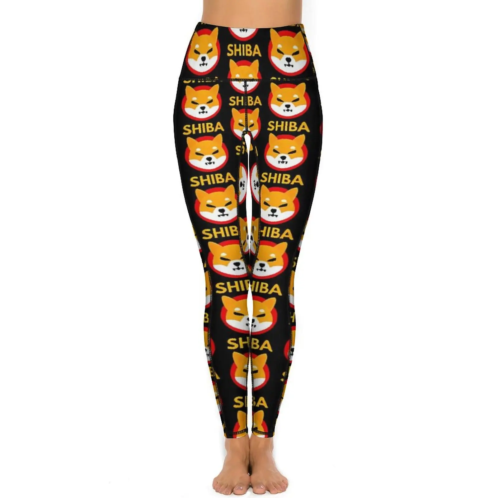 Shiba Coin Cryptocurrency Leggings Sexy  Gym Yoga Pants Push Up Stretchy Sports Tights Pockets Fashion Design Leggins