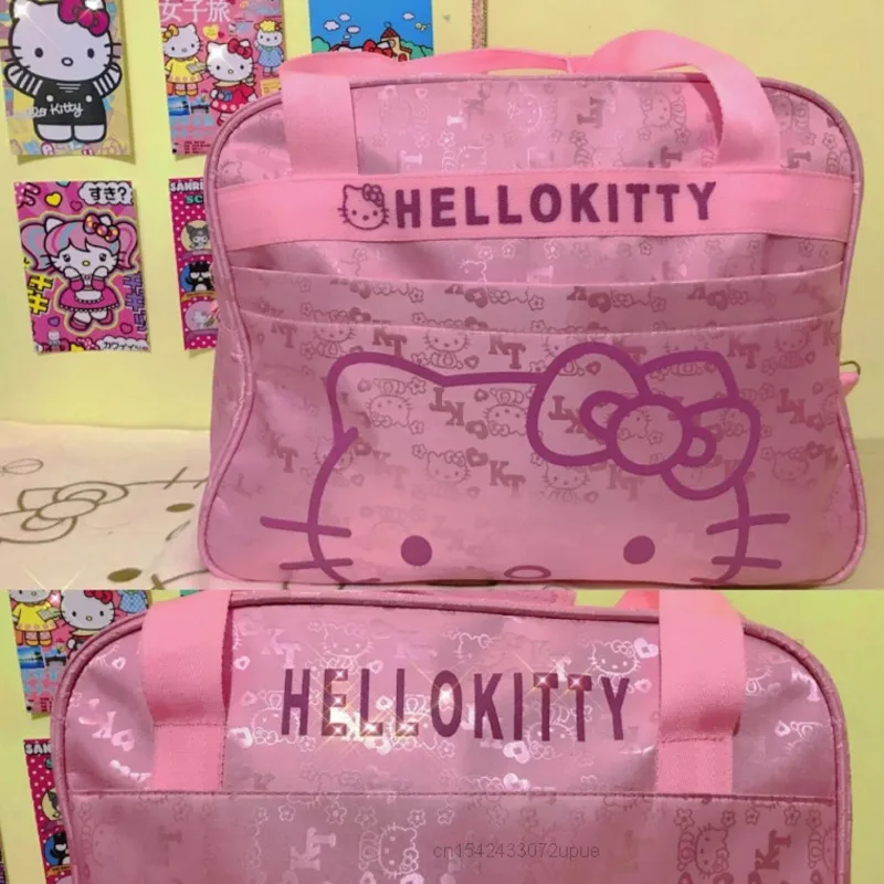 

Дорожная сумка Hello-Kitty, розовая сумка-мессенджер для багажа, мультяшная Портативная сумка на плечо, вместительная Холщовая Сумка, роскошная дизайнерская сумка