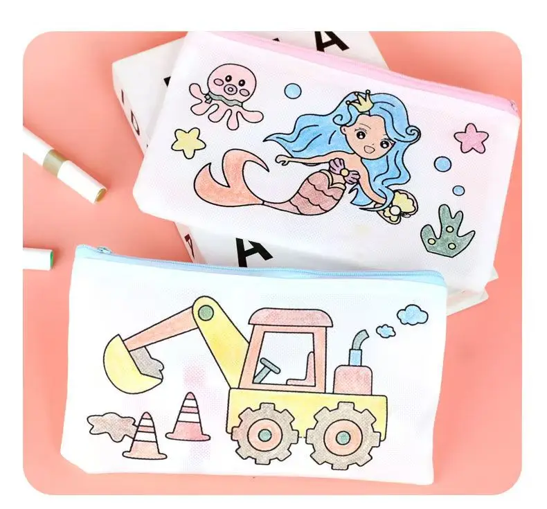 DIY手作り不織布落書きバッグ子供絵画エコバッグ工芸品カラー塗り絵幼稚園お絵かき子供おもちゃ