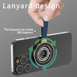 Strong Magnetic Bracket Ring Clasp for Magsafe Mobile Phone Strong Magnet Holder with Strap Stand for iPhone 17 16 15 Pro/Plus