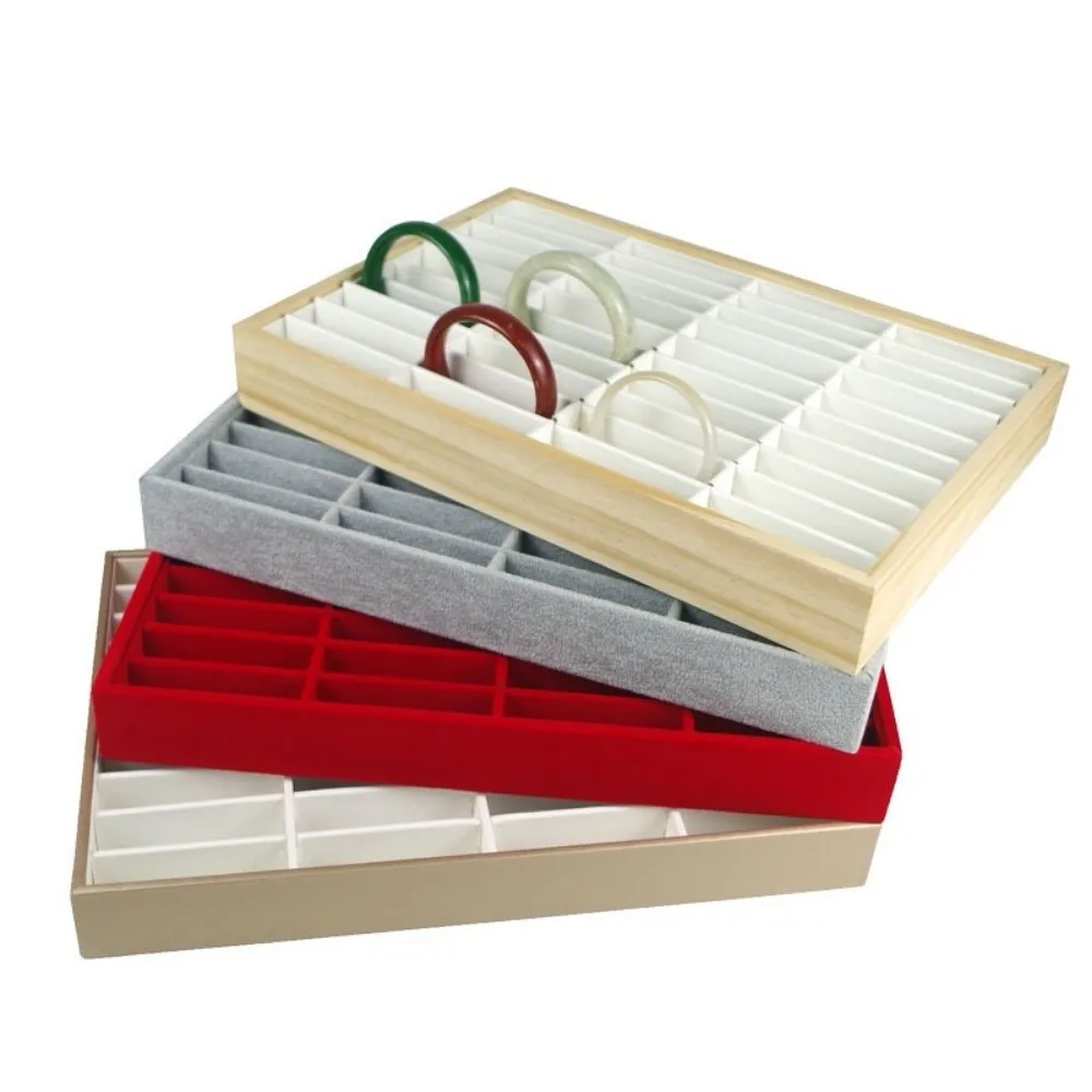 

Portable Leather Jewelry Display Stand 40 Grids Large Bracelet Tray Holder Stackable Tabletop Jewelry Tray Jewelry Organizer