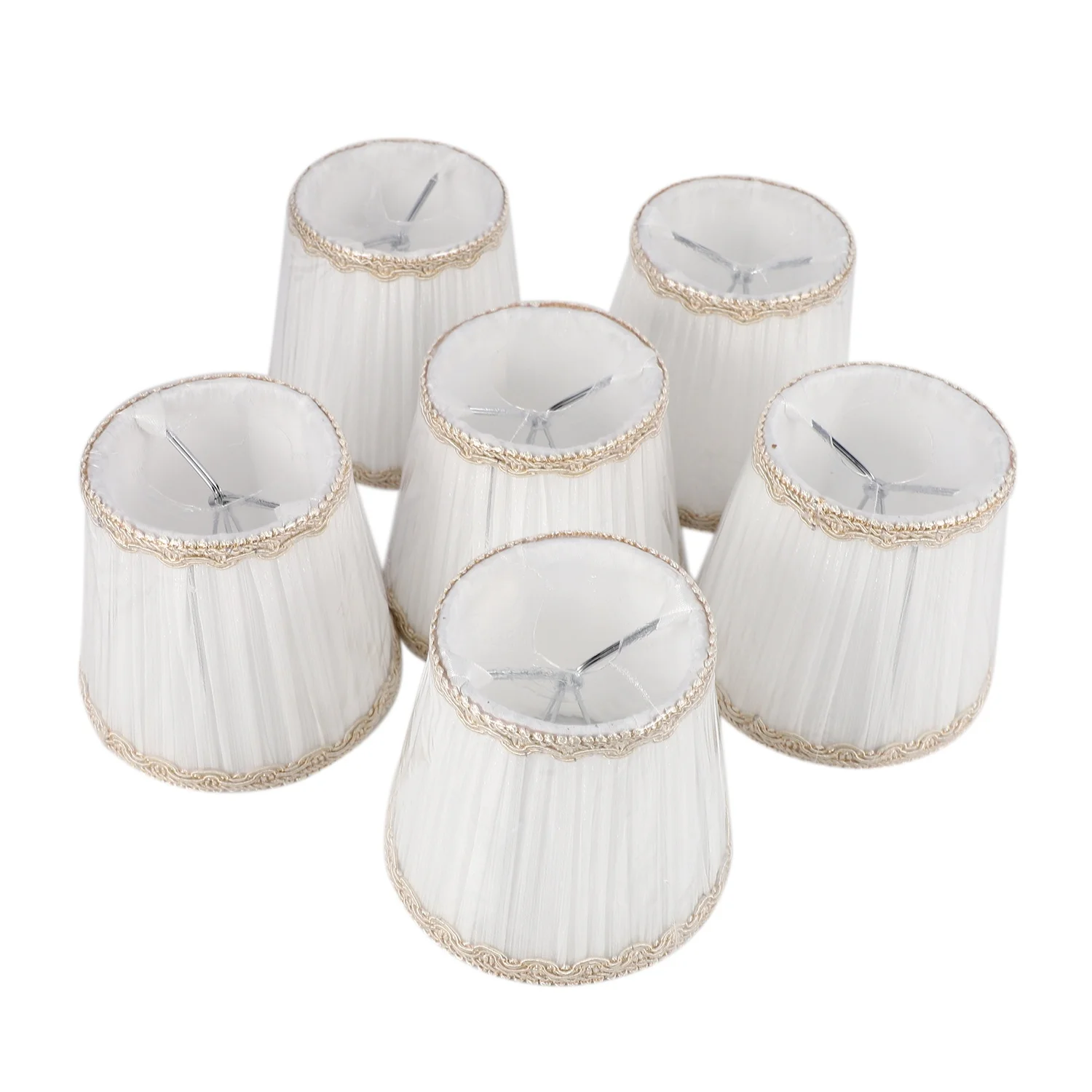 2025 Trend Chandelier Shades,ONLY For Candle Bulbs,Clip-On Fitter Lamp Shades,Set Of 6, White
