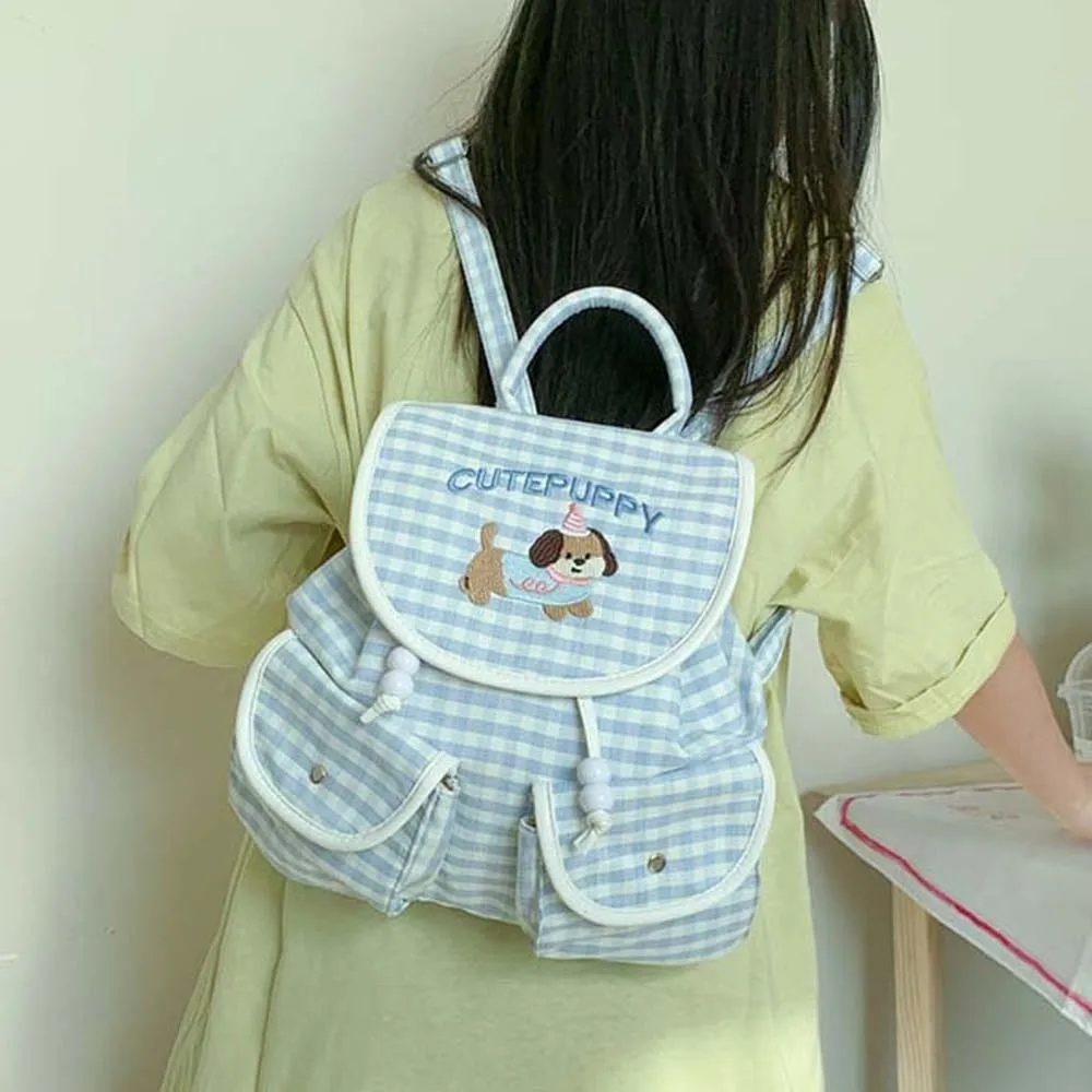 

Sweet Korean Drawstring Backpack Bow Large Capacity Women Daily School Bag Polyester Magnetic Button