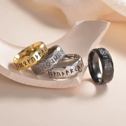 Vintage Odin Norse Viking Rune Rings For Men Women 316L Stainless Steel Words Ring Retro Amulet Jewelry Gifts Wholesale