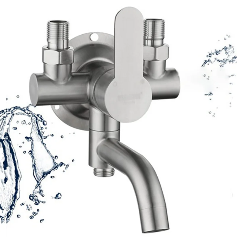 1PC 304 Stainless Steel Brushed Bathtub Faucet Wall Mount Cold Hot Water Mixer Nozzle Tap Bathroom Shower Faucet
