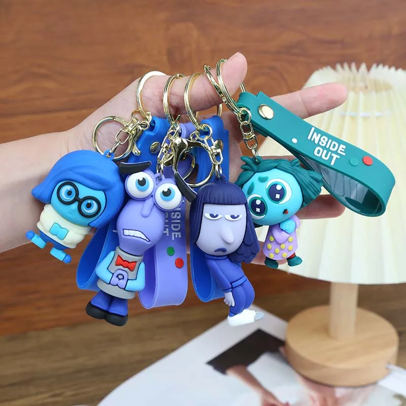 Disney Inside Out2 Cartoon Movie Keychain Sadness Joy Anger Fear Figures  Action Toy Decorative Desk Ornament Kid Birthday Gifts