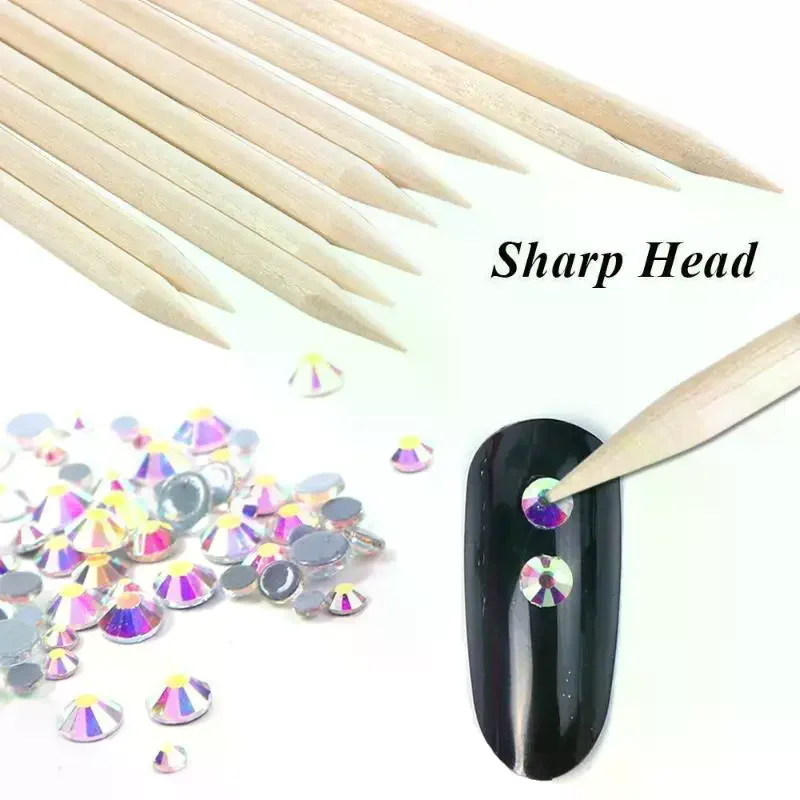 50/100Pcs 11.4cm Orange Wood Sticks For Manicure Dual Tip Cuticle Remover Nail Art Pen For Salon And Home Use