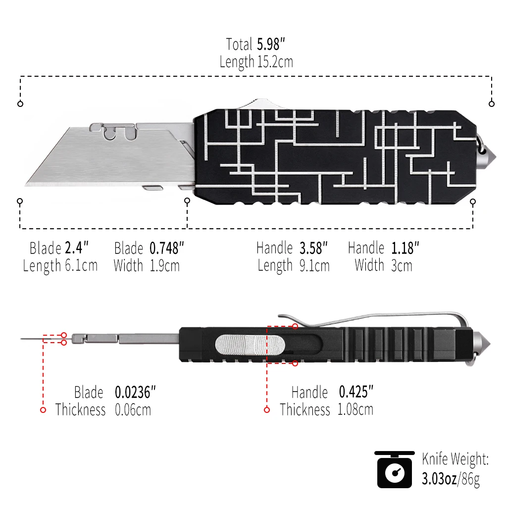 Multiple Black EDC Knives. Multifunctional Practical Knife. Utility Knife