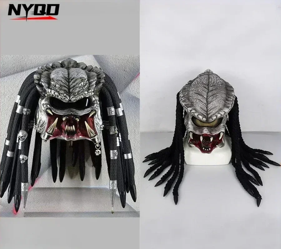 Predator Mask Iron Blood Warrior Halloween Party Cosplay Horror Retro Motorcycle Masking Headgear Máscara De Caveira Para Moto