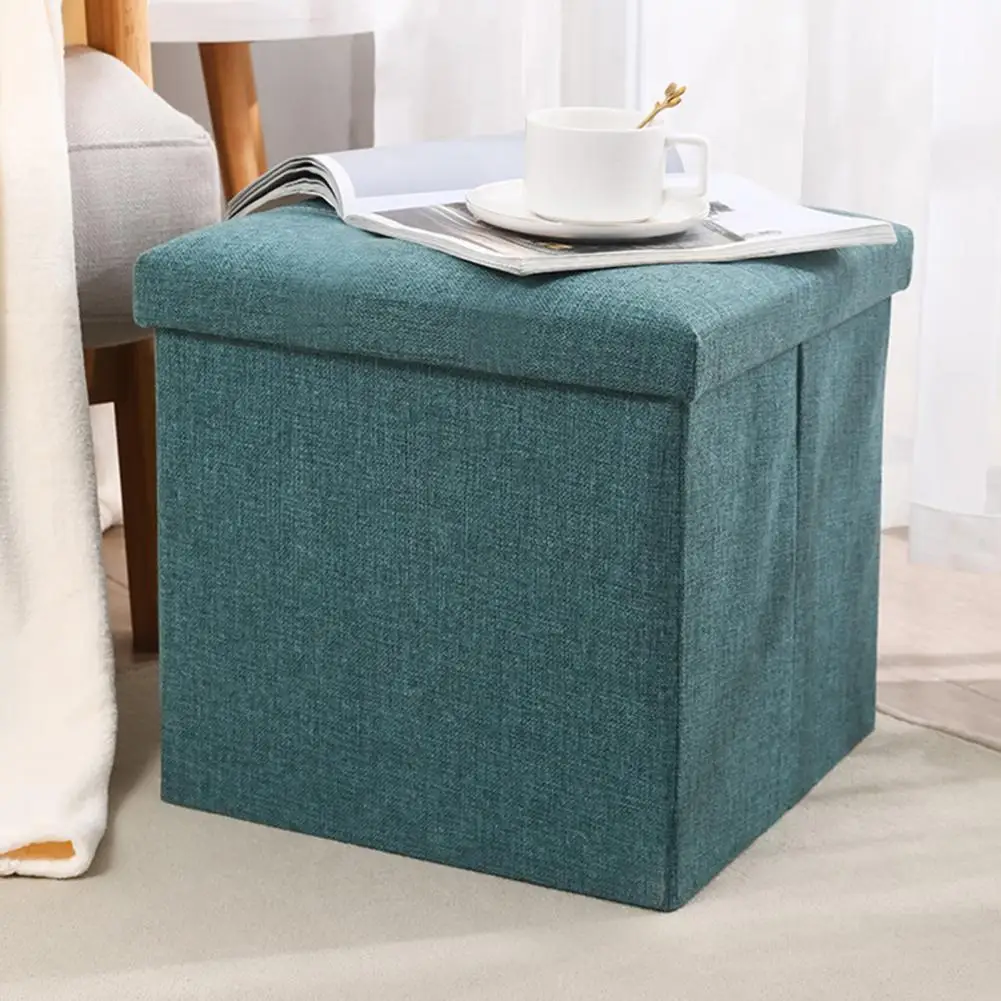 Storage Stool Foldable Waterproof Fabric Stable Bedroom Bench Foot Rest Stool With Padded Seat Sundries Organization Pouf