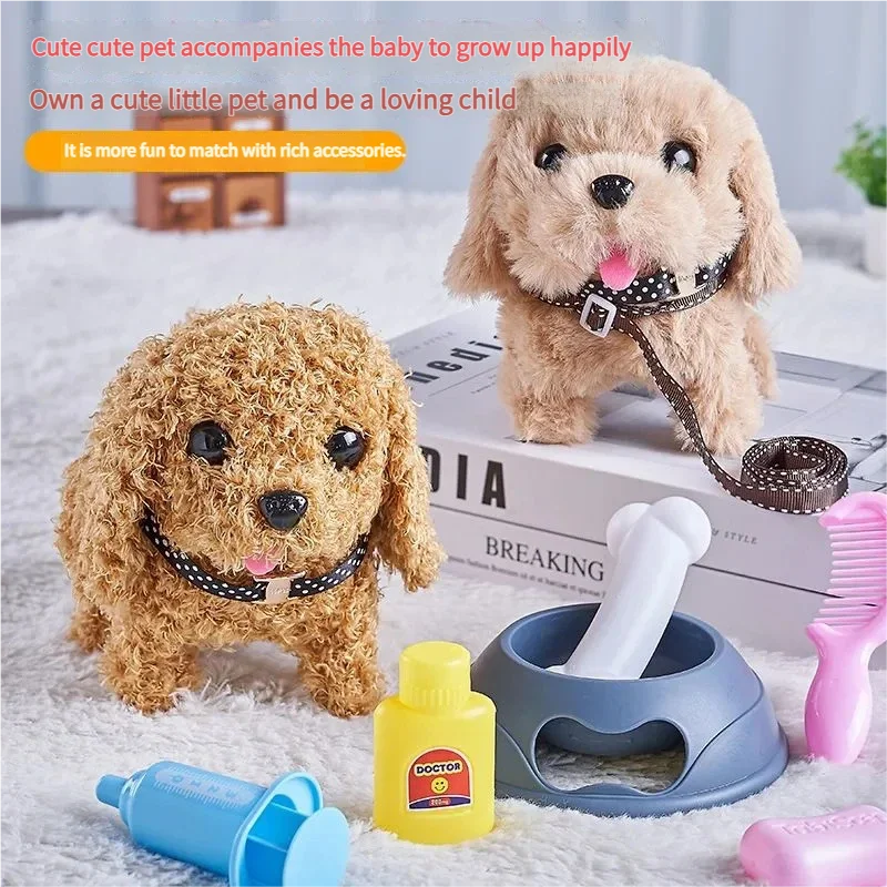 18CM Electric Simulation Puppy Plush Toys Interactive Dog Robot  Walking Barking Tail Wagging Toy for Kids Birthday Xmas Gift