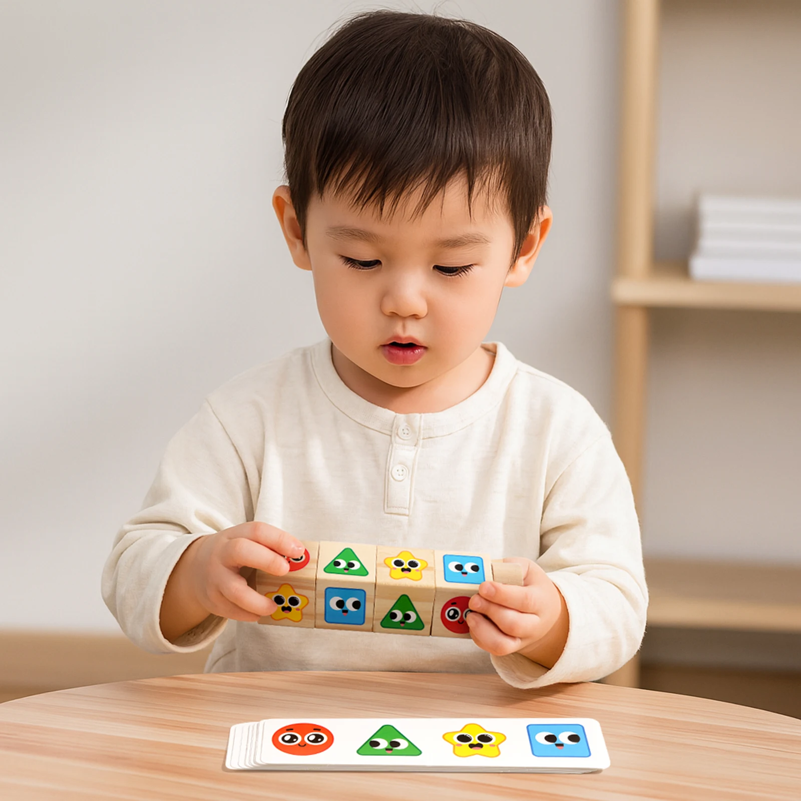 Montessori Wooden 3D Puzzle Handheld Rotating Block Toy for Kids Early Learning Educational Cognitive Game Children's Gift