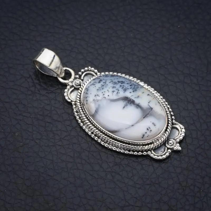 StarGems® Natural Dendritic Opal Handmade 925 Sterling Silver Pendant 1.75