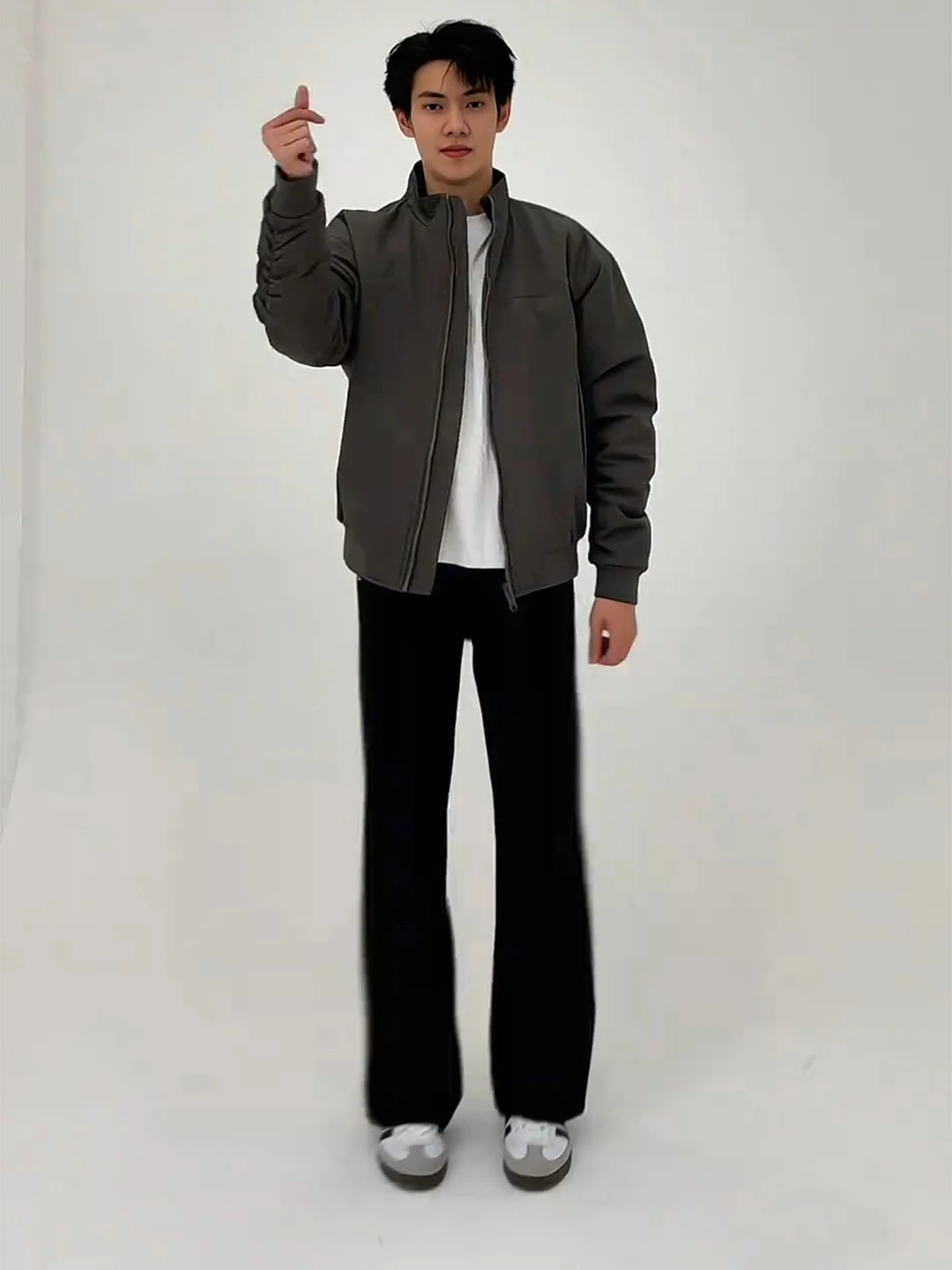 

Black Fleece Lined Slim Fit Men's Chinos Lengthening Legs Casual Straight Leg Trousers Youth Fashion Winter Season Cool Style